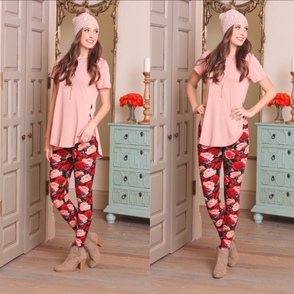 🌹LAST PAIR!!🌹GORGEOUS ROSE PRINT LEGGINGS 🌹 - Picture 4 of 4